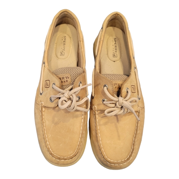 Sperry Shoes - Sperry Topsiders Tan Leather Intrepid Boat Shoes Size 8.5